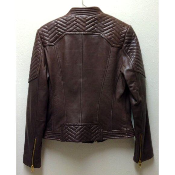 MICHAEL Michael Kors Women’s Brown 100% Leather Moto Jacket in Small - Picture 7 of 16